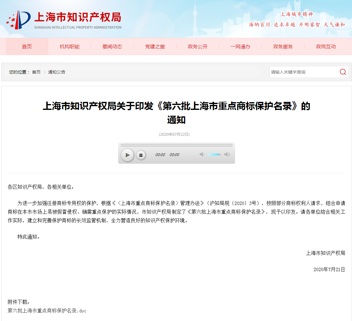 閥門五廠獲得“第六批上海市重點商標保護名錄”
